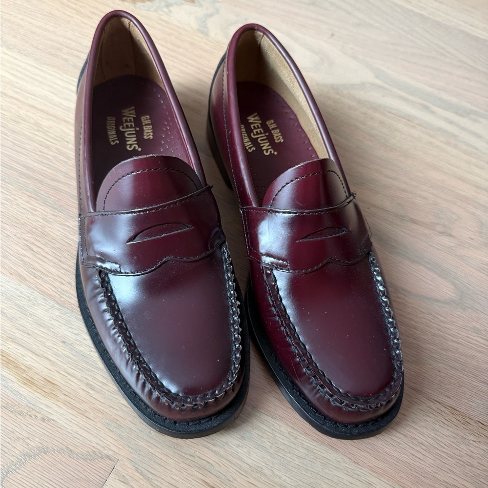 Brown Leather Penny Loafers Flats